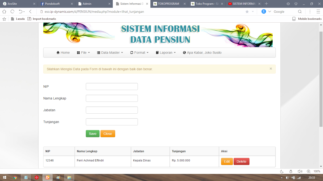Download Aplikasi Sistem Informasi Data Pensiun Berbasis Web